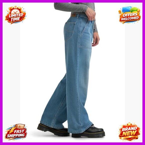 Loose Fit Patch Pocket Slouch Jeans, Cotton Linen Blend, Straight Leg - Picture 2 of 7